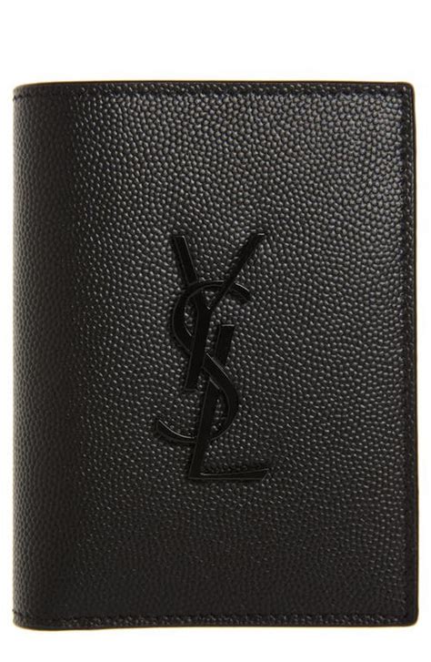 ysl monogram pebbled leather bifold wallet|YSL wallet st laurent.